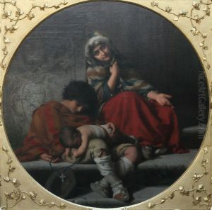 Roman Beggars at a Church Entrance by Rudolf Lehmann