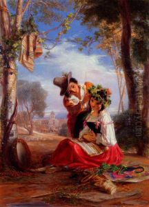 A Neapolitan Boy Decorating the Head of His Innamorata at the Festa of the Madonna dell'Arco by Thomas Uwins