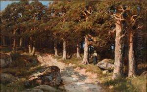 Nainen metsassa by Berndt Lindholm