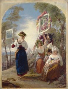 Neapolitan peasants at the Madonna dell'Arco feast by Thomas Uwins