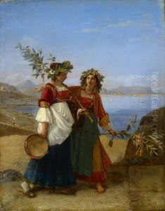 Dies palmarum, two Neapolitan girls returning from the festival by Leopold Robert