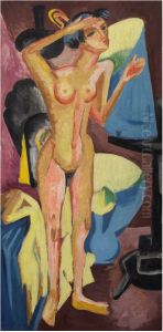 NUDE AT THE MIRROR by Ernst Ludwig Kirchner