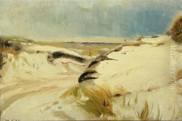 A road through the dunes and a lighthouse at a distance. - view 1