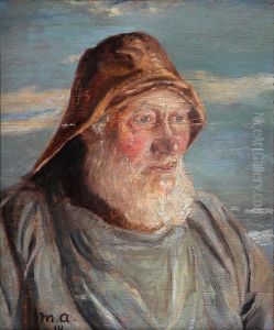 An old fisherman of Skagen with a sou'wester. An old fisherman of Skagen with a sou'wester.