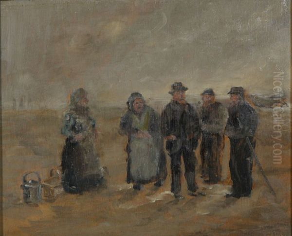 Fishermen and women on the beach. - view 1