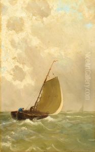 A sailing boat. by Michael Peter Ancher