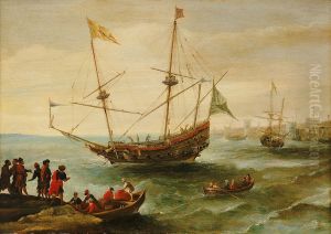 An Algerine ship off a barbary port by Andries Van Eertvelt