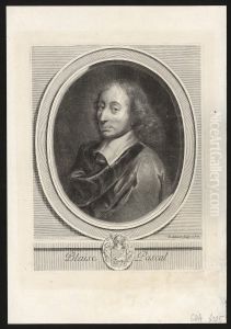 Blaise Pascal. Line engraving after G. Edelinck after F. Quesnel, junior.