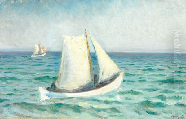 white boats at sea in the sunshine. Skagen. - view 1