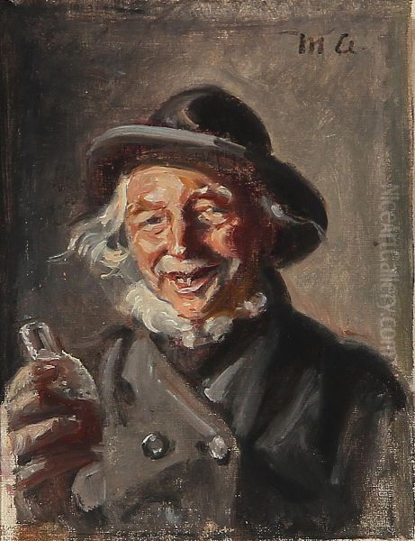 A happy man holding a bottle. - view 1