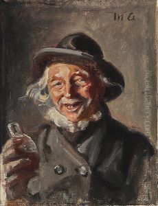 A happy man holding a bottle.
