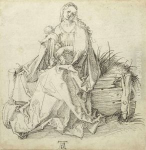The Virgin and Child with a Flower on a Grassy Bench by Albrecht Durer