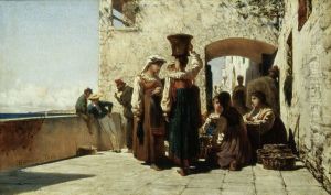 Fishmongers in Lerici by Telemaco Signorini