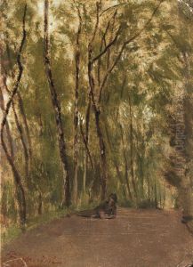 Figure lying in the woods