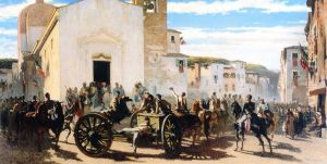 L'artiglieria toscana a Montechiaro salutata dai francesi feriti a Solferino by Telemaco Signorini