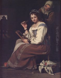 Woman making her toilet