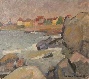A coastal view with some houses.