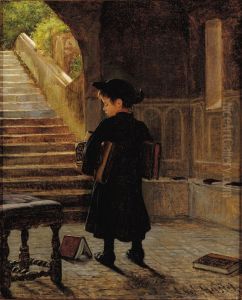 Small abbate with books under his arms.