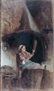 Next to the hearth by Giuseppe de Nittis