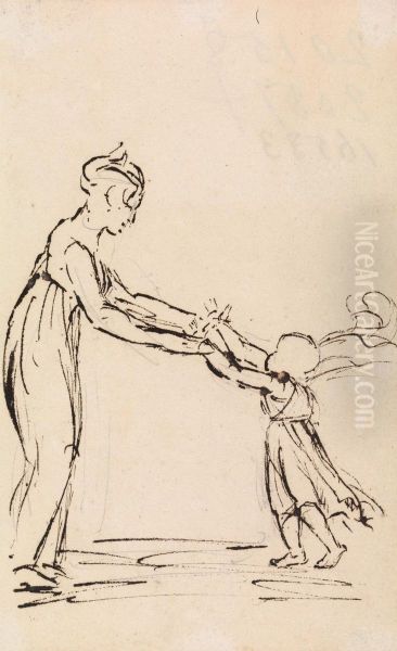 Study of a Woman and Child Playing - view 1