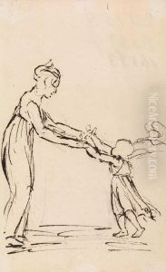 Study of a Woman and Child Playing