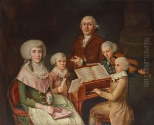 Wolfgang Amadeus Mozart and Thomas Linley in the family of Gavard des Pivets in Florence by Unidentified painter