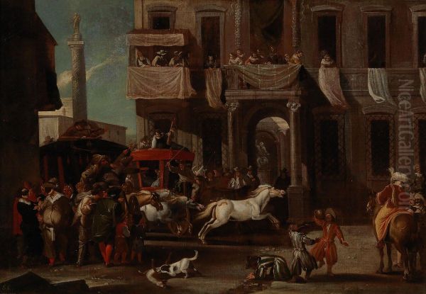 The Race of the Berber Horses in Rome - view 1