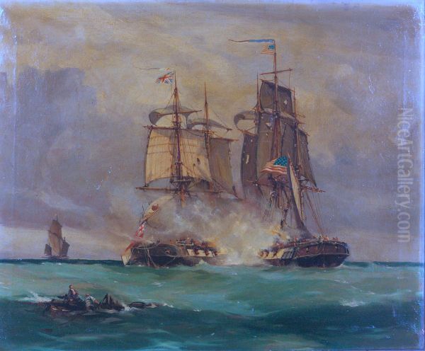 Battle Scene in the English Channel between American Ship 'Wasp' and the English Brig 'Reindeer' - view 1