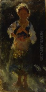 Peasant girl in backlight by Francesco Paolo Michetti