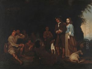 Elegant couple with shepherds in the Roman Campania by Michiel Sweerts