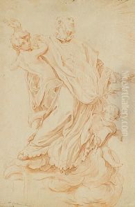 Clerical Figure Supported By Figures On A Cloud by Antoine-Francois Callet