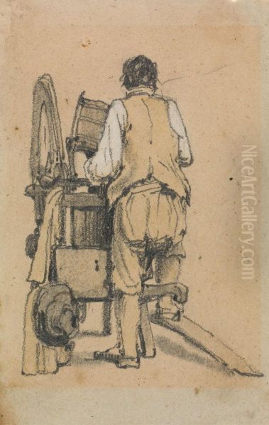 A Laborer Seen From Behind Operating a Machine - view 1