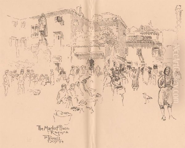 The Market Place, Raqusa (Various lithographs from 'The Studio' journal) - view 1