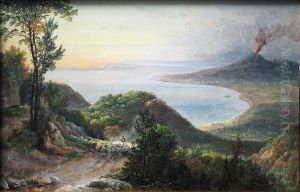 Blick von Pimonte auf die Bucht von Neapel by Johan Wilhelm Ludwig Dahl