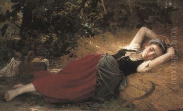 A young peasant girl sleeping - view 1