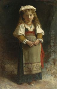 Portrait of a young girl by Leon Bazille Perrault