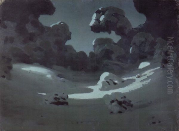 Moon spots in the forest, winter - view 1