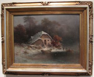 Chack by a Frozen Lake. by August Piepenhagen