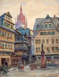 Strassenszene in Frankfurt am Main by August Croissant