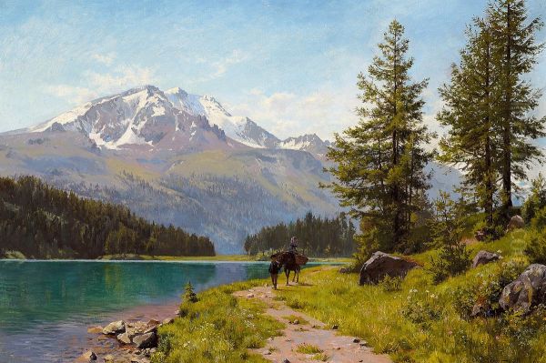 A summer day at Lake Sils in Switzerland. - view 1