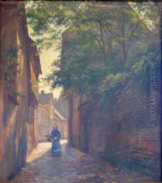 Street view with a young woman. - view 1
