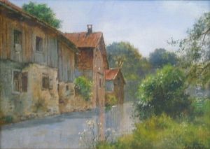 Houses at a canal. Houses at a canal.