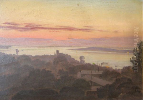 Saint John's Eve at Roskilde Fjord, seen from a window near the cathedral. - view 1