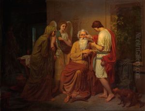 Tobias healing his blind father's eyes by August Malmstrom