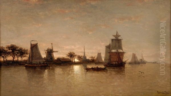 River Landscape at Moonlight - view 1
