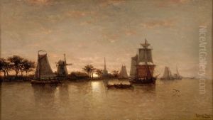 River Landscape at Moonlight
