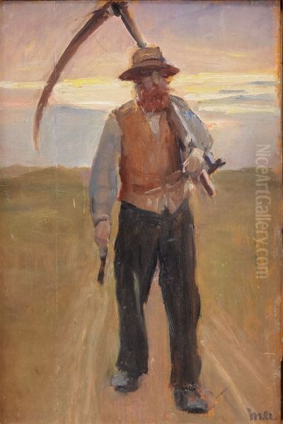 A farmer with a scythe. - view 1