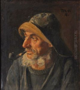 Portrait of fisherman with sou'wester. Portrait of fisherman with sou'wester.
