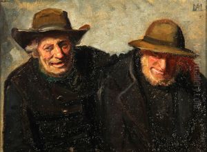 Portraet af to venner, skagensfiskere. by Michael Peter Ancher