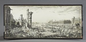 Vue De Paris: Vue Du Louvre Avec Des Bateaux Sur La Seine by Jacques Callot